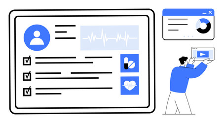 digital health profile with user info checklist vector image