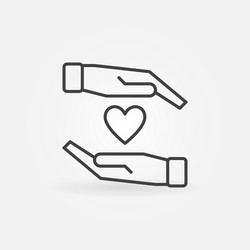 Hands with heart icon in thin line style vector