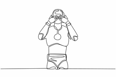 single continuous line drawing robot standing vector image