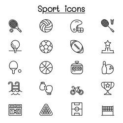 sport icon set in thin line style vector