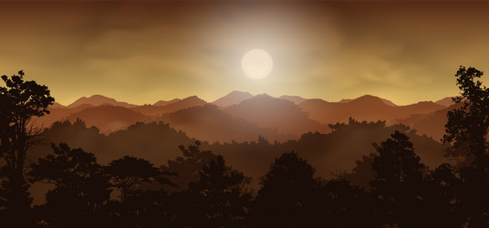 Tree and mountain landscape Royalty Free Vector Image