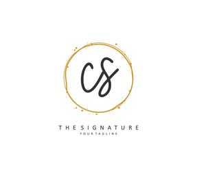 c s cs initial letter handwriting and signature vector image