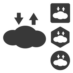 cloud exchange icon set monochrome vector