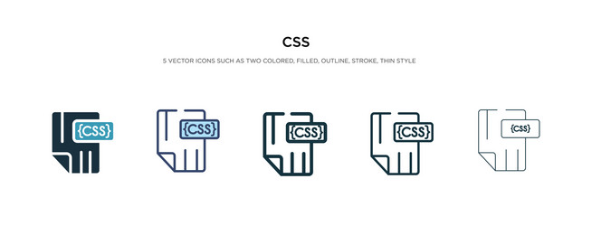 css icon in different style two colored vector image