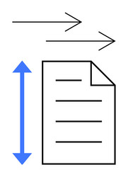 document with horizontal and vertical arrows vector image