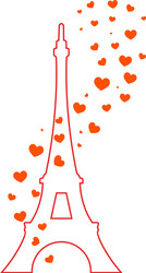 eiffel tower and red hearts vector image