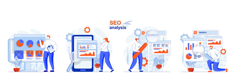 seo analysis concept set search query vector image