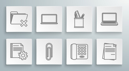 set line document settings with gears laptop vector image