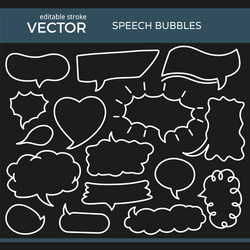 sketched speech bubbles with editable stroke vector image