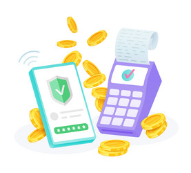 Smartphone checkout successful e payment with pos vector