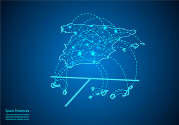 spain provinces map with nodes linked by lines vector image
