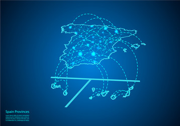 spain provinces map with nodes linked by lines vector