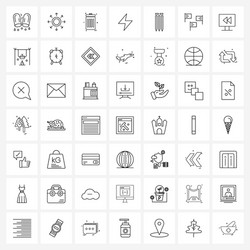 Ui set 49 basic line icons flag game user vector