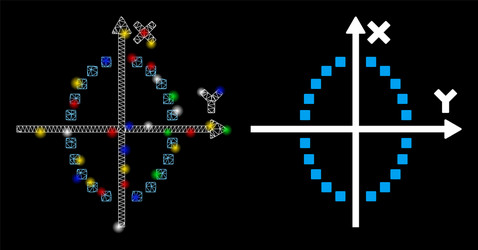 Bright mesh carcass ellipse plot icon with flare vector