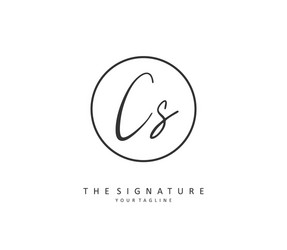 c s cs initial letter handwriting and signature vector image