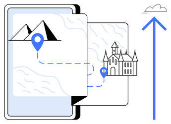 digital map navigation featuring destinations vector image