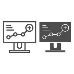 growth chart on monitor line and glyph icon vector image