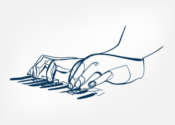 hands piano keys synthesizer sketch line design vector image