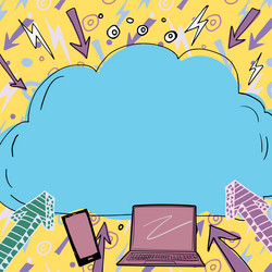 important message written in cloud above lap top vector image