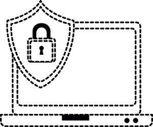 laptop computer with shield vector image