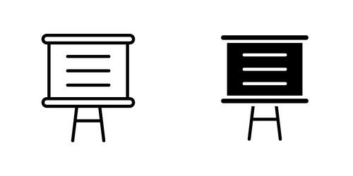 presentation icons stroke line and black solid vector image