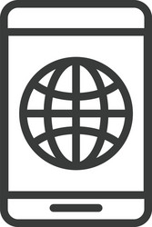 smartphone with sphere browser line style vector image