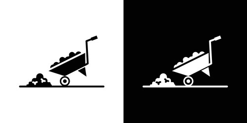 wheelbarrow unloading icon outline sign symbol set vector image