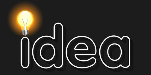 idea word with light bulb as concept of vector image