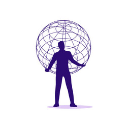 man holding abstract geometry shape in his hands vector image