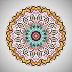 Ornamental round geometric pattern in aztec style vector