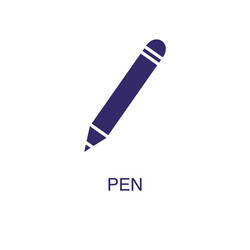 Pen element in flat simple style on white vector