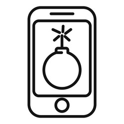 smartphone bomb icon outline computer vector