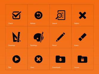 application interface icons on orange background vector image