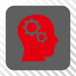 brain gears rounded square button vector image