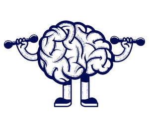 brain with dumbbells in gym intellect pumping vector