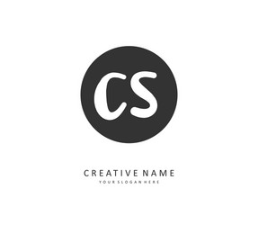 c s cs initial letter handwriting and signature vector image