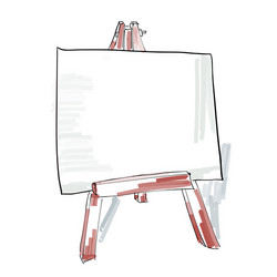 Easel with blank canvas doodle style sketch vector