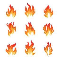 Fire and Flame Icon Set vector image