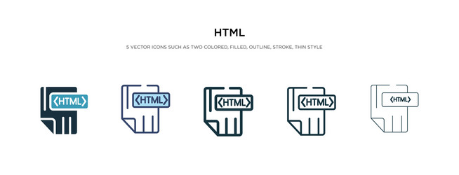 html icon in different style two colored vector image