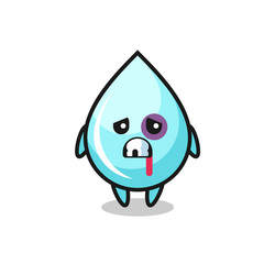 Injured water drop character with a bruised face vector