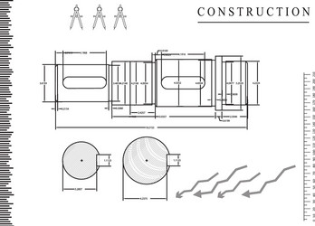 machine-building drawings on a white background vector image
