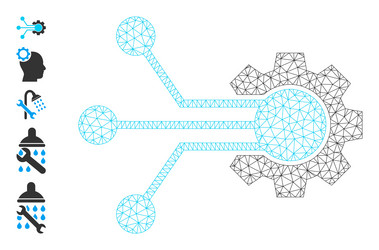 mesh carcass smart cog icon vector image