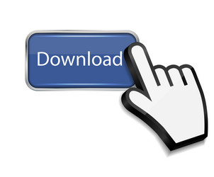 mouse hand cursor on download button vector