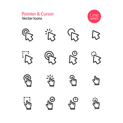 Pointer cursor line icon set computer mouse click vector