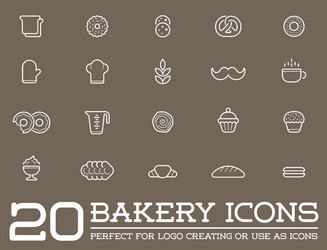 Set of bakery pastry elements and bread icons can vector