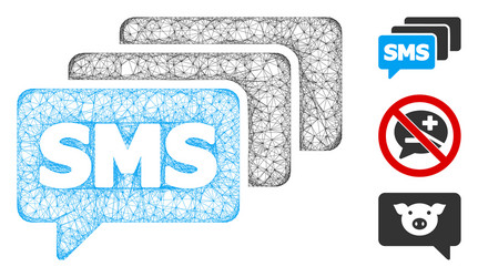 Sms queue polygonal web mesh vector