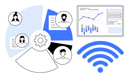 team collaboration with data analytics vector image