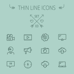 technology thin line icon set vector