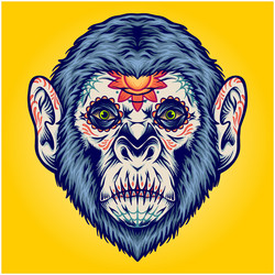 dia de las muertos sugar skull monkey head Vector Image