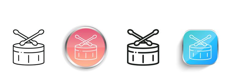 drum icon thin linear regular and button style vector image